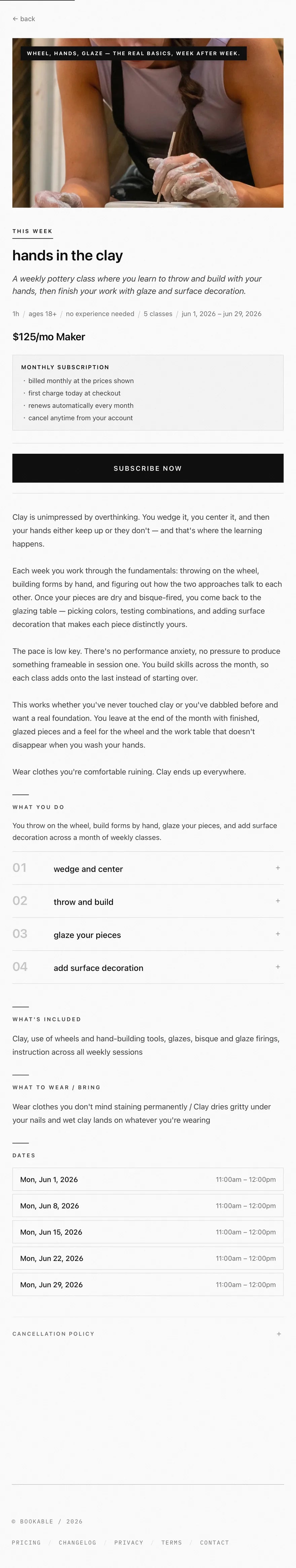 the class — and what membership includes.